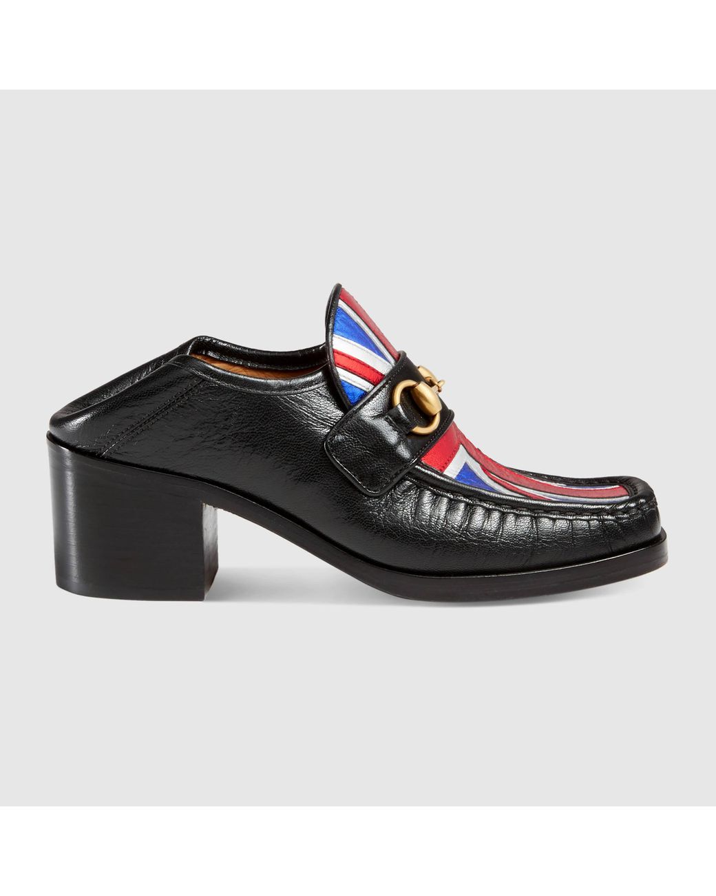 靴 Gucci Union Jack Horsebit Loafer Heels 452773D3VQ01063-black leather-